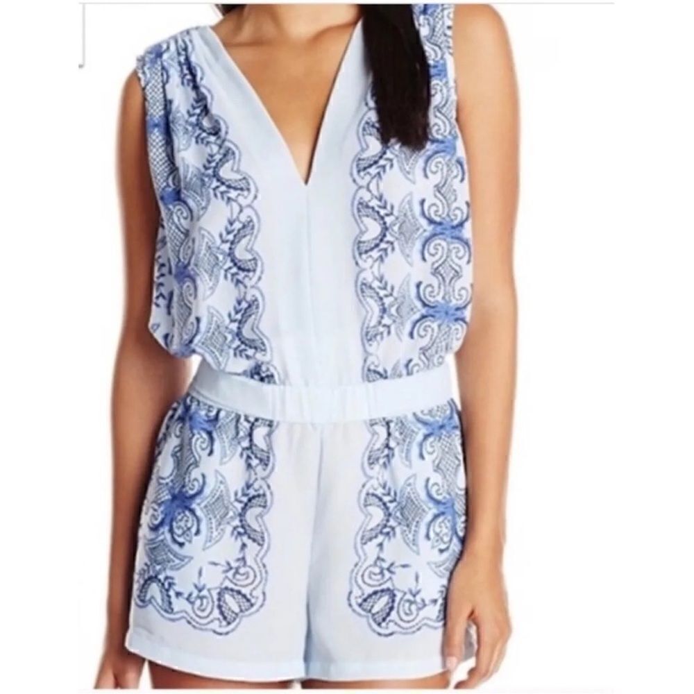 BCBGMaxAzria Vance Romper in Light Oasis Combo XS